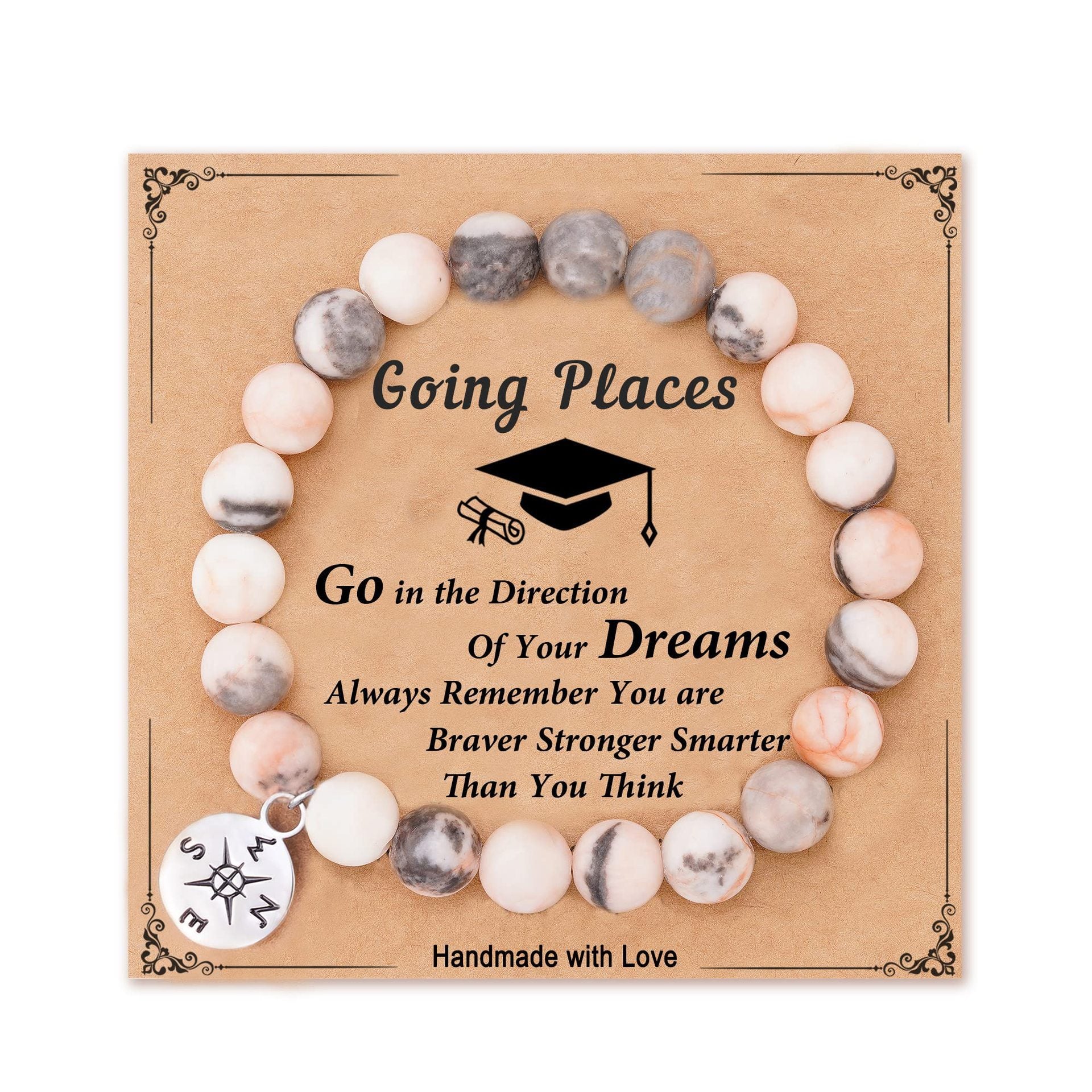 Wholesale 8mm Natural Pink Zebra Stone Beads Bracelet